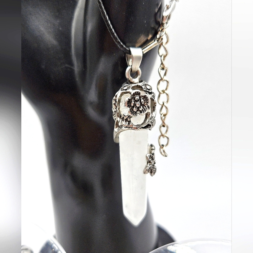 Clear crystal rose embellished necklace with matching bracelets